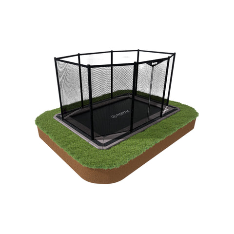 North 12 ft × 8 ft Rectangle In-Ground Trampoline with safety net