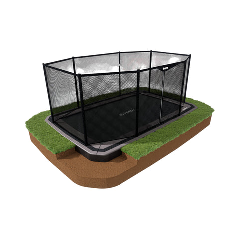 North 15 ft × 10 ft Rectangle In-Ground Trampoline with safety net