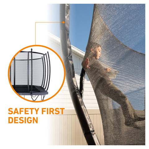 Avyna rectangle trampoline safety-design features
