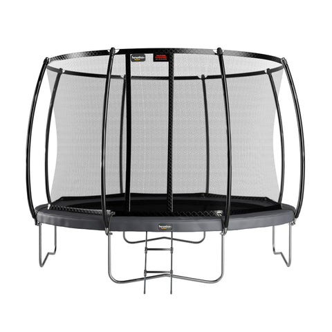 Avyna Pro-Line 12 ft Round above-ground trampoline curved-pole enclosure view