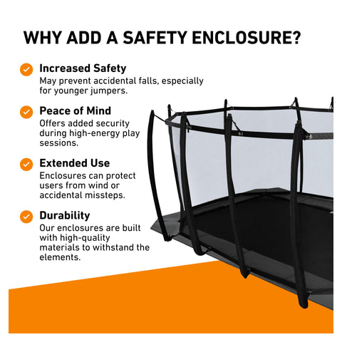 Avyna Pro-Line MAX 12 ft × 18 ft rectangle in-ground trampoline safety-enclosure benefits