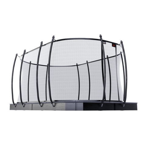 Avyna Pro-Line MAX 12 ft × 18 ft rectangle in-ground trampoline safety-enclosure corner view