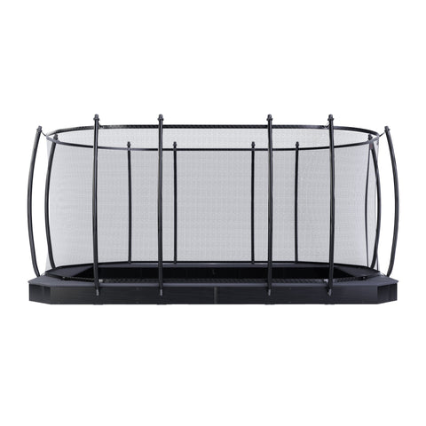 Avyna Pro-Line MAX 12 ft × 18 ft rectangle in-ground trampoline safety-enclosure side view
