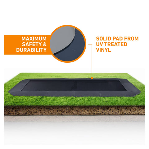 Avyna Pro-Line MAX 12 ft × 18 ft rectangle in-ground trampoline padding and durability overview
