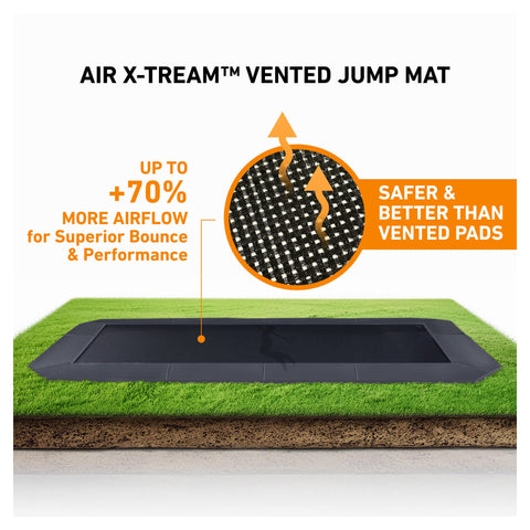 Avyna Pro-Line MAX 12 ft × 18 ft rectangle in-ground trampoline Air X-TREME jump-mat detail