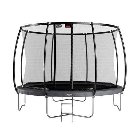 Avyna Pro-Line 15 ft Round above-ground trampoline curved-pole enclosure view