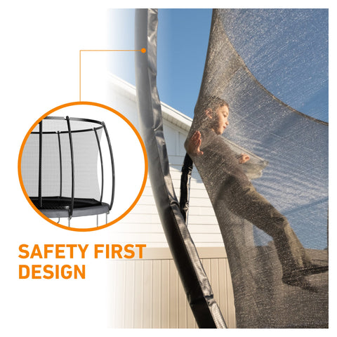 Avyna Pro-Line 15 ft Round above-ground trampoline net and padding detail