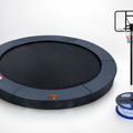 Avyna 15 ft round in-ground trampoline bundle with LED light kit and basketball hoop