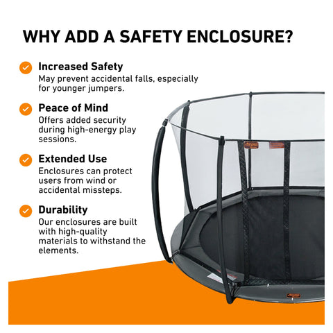 Avyna Pro-Line 15 ft round in-ground trampoline safety-enclosure benefits