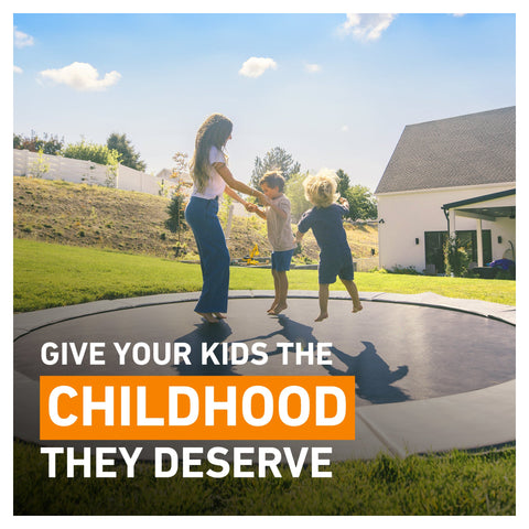 Avyna Pro-Line 15 ft round in-ground trampoline backyard-play lifestyle view