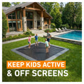 Avyna Pro-Line MAX 15 ft × 15 ft square in-ground trampoline family lifestyle view