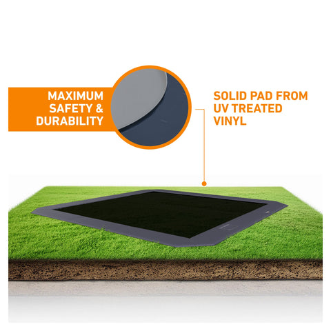 Avyna Pro-Line MAX 15 ft × 15 ft square in-ground trampoline padding and durability overview