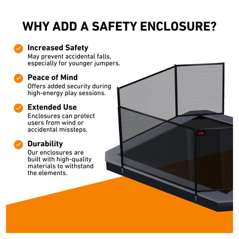 Avyna Pro-Line MAX 15 ft × 15 ft square in-ground trampoline partial safety-enclosure overview