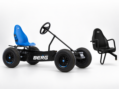 BERG XL B.Pure Blue pedal kart bundle with black passenger seat