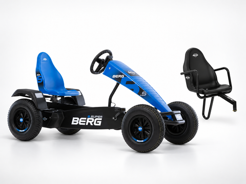 BERG XL B.Super Blue pedal kart bundle with black passenger seat