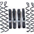 Four heavy-duty corkscrew trampoline anchors with frame straps
