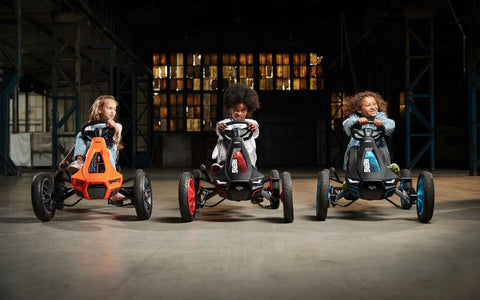 Children riding BERG Rally pedal karts
