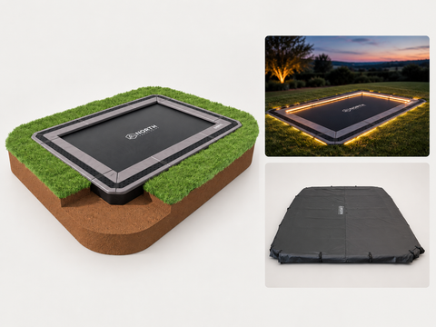 North 12 ft × 8 ft Complete In-Ground Bundle — LEDs + Cover