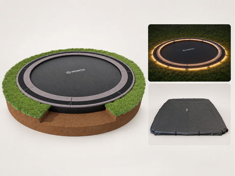 North 14 ft Round Complete In-Ground Bundle — LEDs + Cover