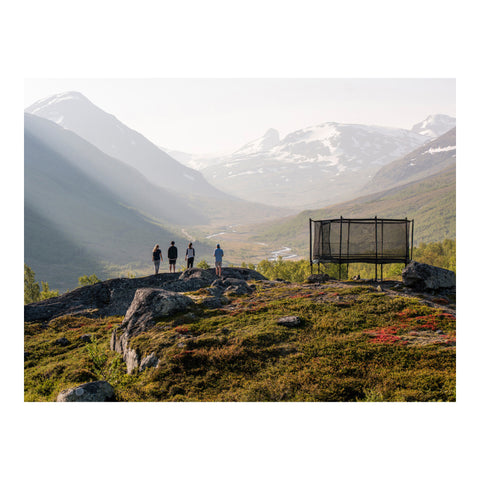 North Legend 17.5 × 12 ft rectangle trampoline in a mountain landscape