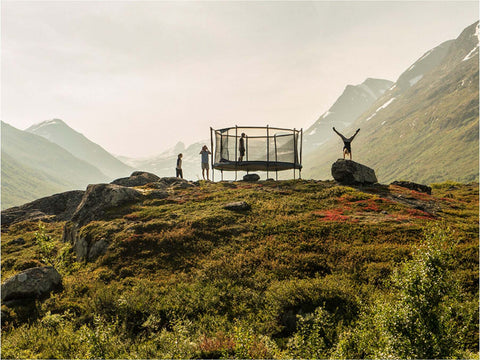 North trampoline in a mountain landscape