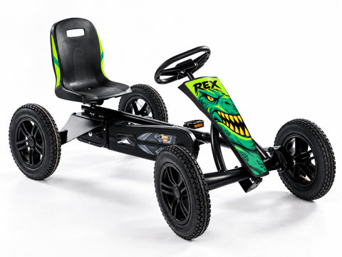 REX XM-4 pedal kart, front three-quarter preproduction view